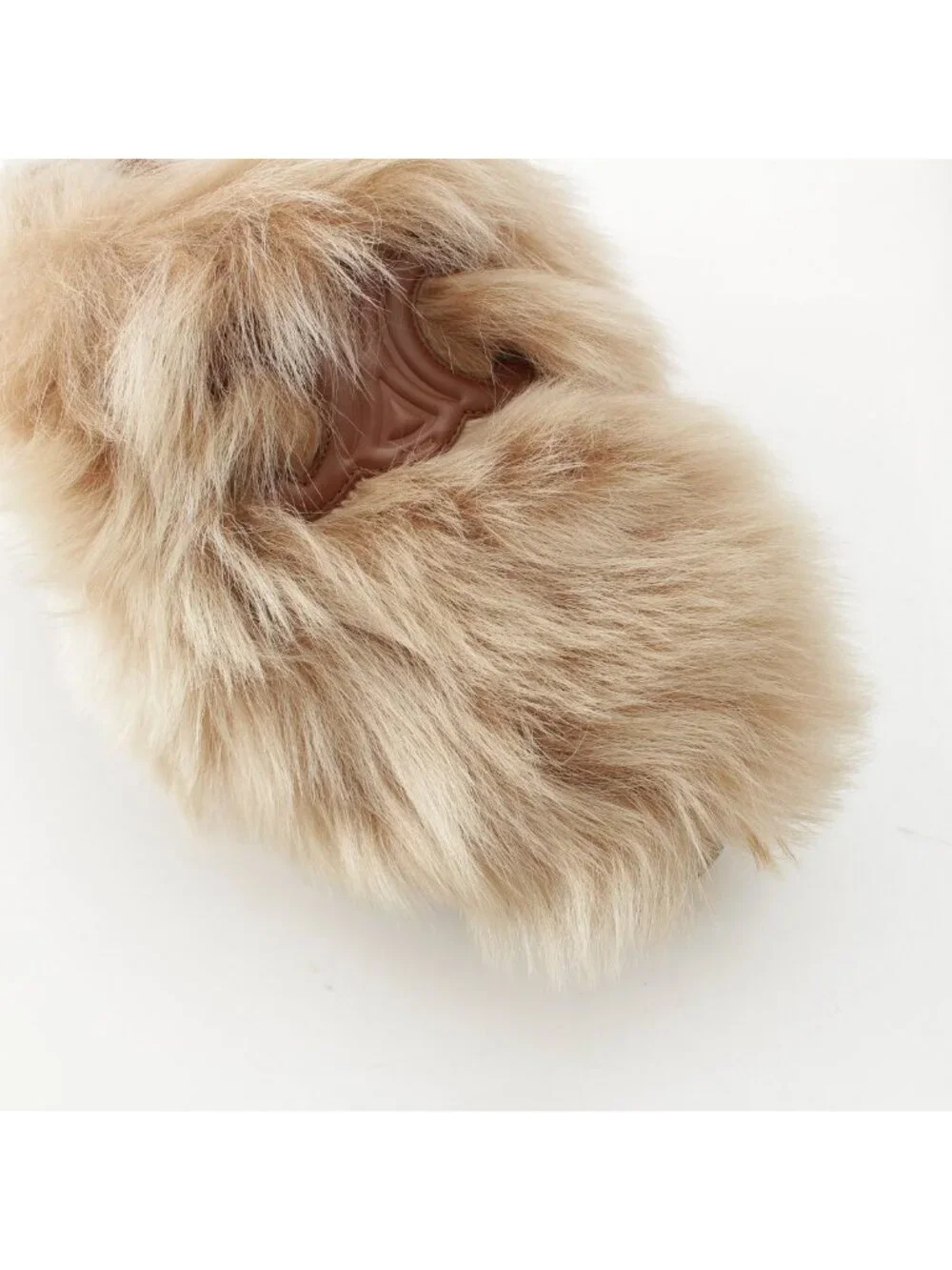 Celine Fur Triomphe Platform Sandals Brown
